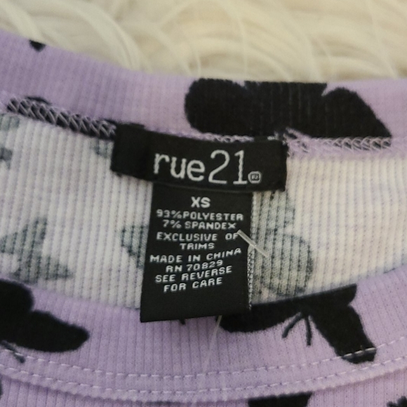 Rue21 Lavender Butterfly Ribbed Tee XS NWT - Picture 5 of 5